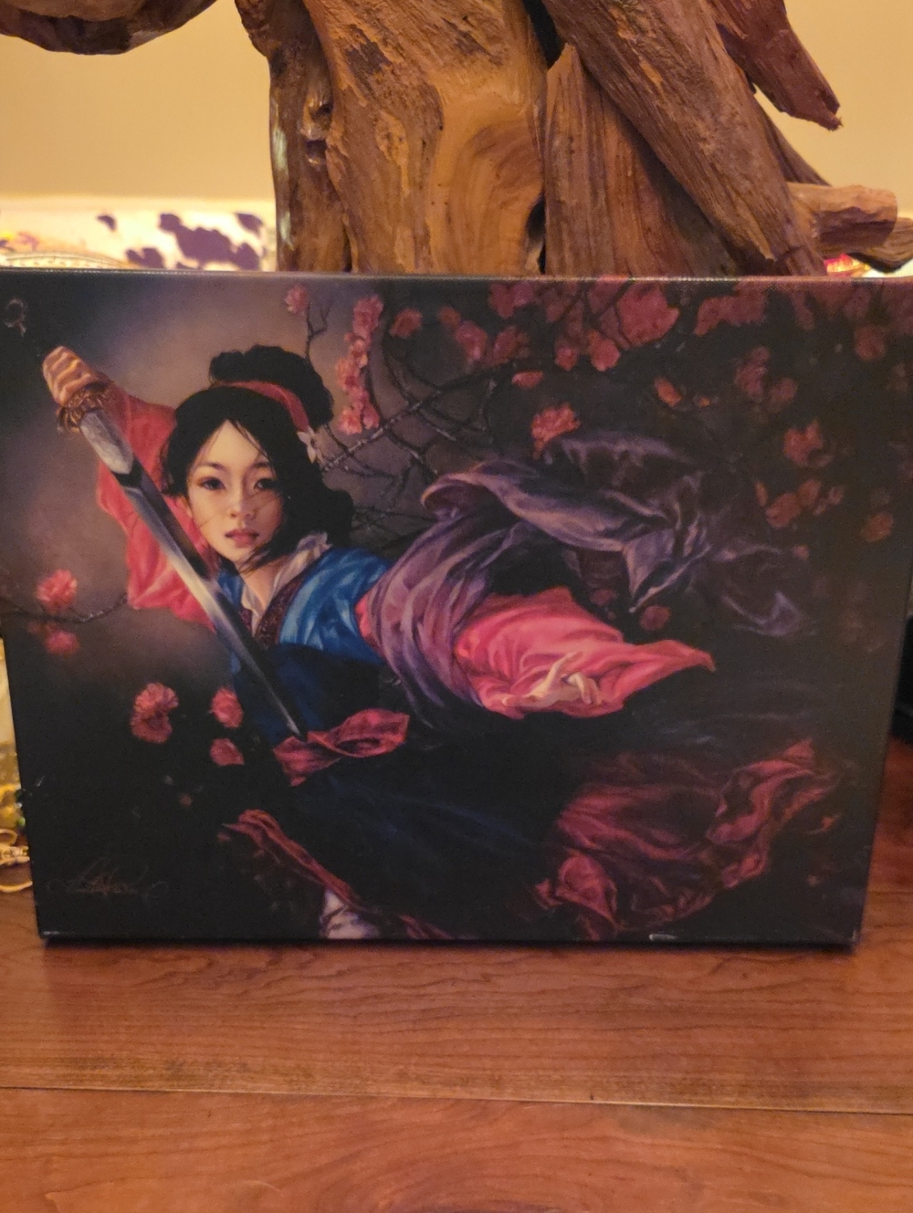 Mulan Canvas Art Print - Pink, Blue & Purple